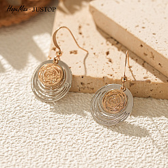 Two Tone Brass Dangle Earrings&nbsp;WG7446F-01