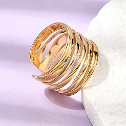 304 Stainless Steel Wide Band Cuff Open Rings for Women&nbsp;RJEW-L342-06G