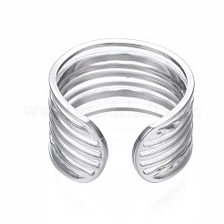 Non-Tarnish 304 Stainless Steel Multi-string Open Cuff Ring&nbsp;RJEW-T023-33P