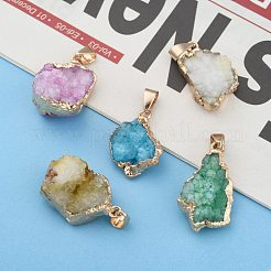 Natural Druzy Agate Pendants&nbsp;G-Q494-76