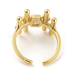 Brass Micro Pave Cubic Zirconia Open Cuff Ring&nbsp;RJEW-C033-01G