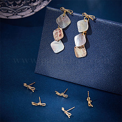 10Pcs Brass Bowknot Stud Earring Findings&nbsp;KK-BC0011-06