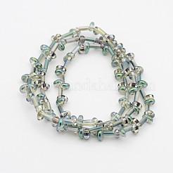 2 Hole Electroplate Glass Oval Bead Strands&nbsp;EGLA-J074-HR01