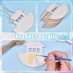 Boat Unfinished Blank Wooden Pendants Set for Painting Arts&nbsp;LS-FIND-WH0152-946
