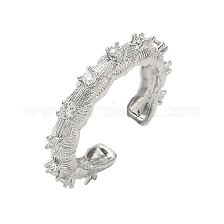 Brass Micro Pave Cubic Zirconia Cuff Open Rings&nbsp;RJEW-C163-12P