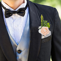 Silk Cloth Artificial Flower Boutonniere&nbsp;AJEW-DR0001-55C