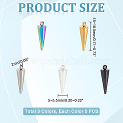 25Pcs 5 Colors 304 Stainless Steel Pendants&nbsp;STAS-UN0048-66