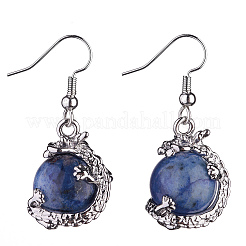 Natural Dyed Lapis Lazuli Dragon Dangle Earrings&nbsp;EJEW-A092-12P-06