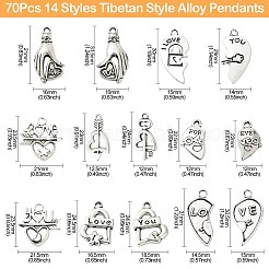 70Pcs 14 Styles Tibetan Style Alloy Pendants&nbsp;FIND-CJ0001-88