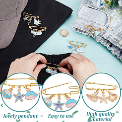 5Pcs Brass Brooches&nbsp;JEWB-GA00003
