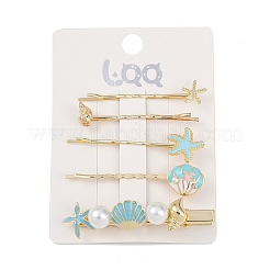 Conch/Starfish/Shell Shape Alloy Hair Bobby Pin Sets&nbsp;AJEW-A056-02B