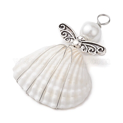 Copper Wire Wrapped Shell Pendants&nbsp;PALLOY-JF02709-02