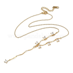 304 Stainless Steel Crystal Rhinestone Pendant Y Necklaces for Women&nbsp;NJEW-F375-01G-01