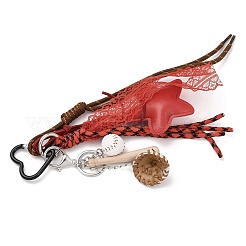 2Pcs Polyester Rope & Plastic Bead & Imitation Leather Star Pendant Decorations&nbsp;HJEW-JM04382-01