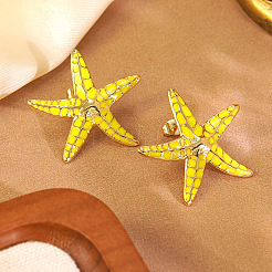 304 Stainless Steel Enamel Starfish Stud Earrings&nbsp;EJEW-Z147-06G