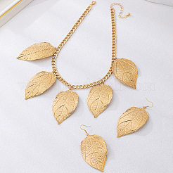 Alloy Leaf Shape Dangle Earrings & Pendant Necklaces Sets&nbsp;WGCA963-01