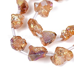 Dyed Electroplate Raw Rough Natural Amethyst Beads Strands&nbsp;G-Q610-05F