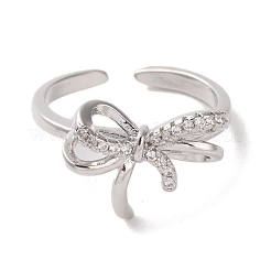 Brass Micro Pave Cubic Zirconia Open Cuff Ring&nbsp;RJEW-K256-58A-P