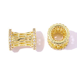 Drum Brass Clear Cubic Zirconia European Beads&nbsp;KK-OY001-08G