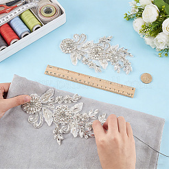 1Pair Flower Beading Cloth Embroidery Ornaments Accessories&nbsp;DIY-FG0010-47A