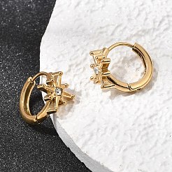 Star 304 Stainless Steel Rhinestone Hoop Earrings&nbsp;EJEW-P344-07G
