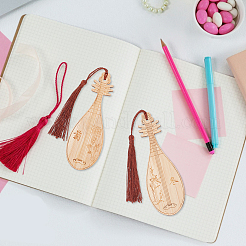 8Pcs 8 Style Ancient Musical Instrument Pipa Chinese Style Bookmark with Tassels for Book Lover&nbsp;AJEW-GO0001-13