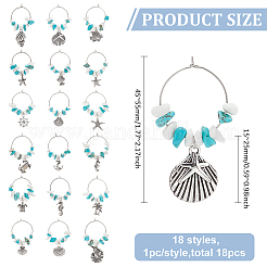 18Pcs 18 Styles 316 Surgical Stainless Steel Wine Glass Charms&nbsp;AJEW-FG00002