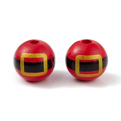 Printed Natural Wood European Beads&nbsp;WOOD-C015-06B