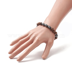 Gemstone & Natural Wood Beaded Stretch Bracelet for Men Women&nbsp;BJEW-JB09295