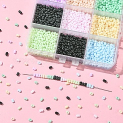 90g 9 Colors Glass Frosted Seed Beads&nbsp;SEED-YW0002-53A