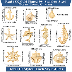 40Pcs 10 Styles 304 Stainless Steel Pendants&nbsp;STAS-BBC0009-11