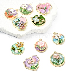 10Pcs 10 Styles Rack Plating Alloy Rhinestone Enamel Pendants&nbsp;ENAM-YW0008-30