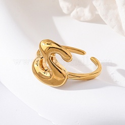 304 Stainless Steel Open Cuff Rings for Women&nbsp;LS-RJEW-M060-01G-19