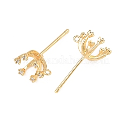 Brass Micro Pave Cubic Zirconia Stud Earring Findings&nbsp;CU-CBA866A-01G
