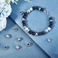 48Pcs 8 Style 304 & 201 & 303 Stainless Steel European Beads&nbsp;STAS-UN0040-02