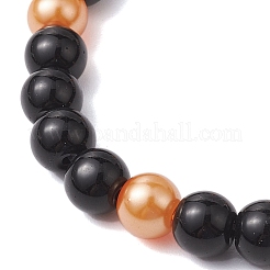 3Pcs 3 Styles Halloween Themed 8mm Round Glass Pearl Beaded Stretch Bracelet Sets&nbsp;BJEW-JB10849