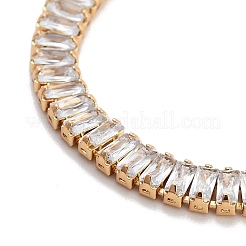 Brass Pave Clear Cubic Zirconia Rectangle Link Bracelets&nbsp;BJEW-YWC0002-11A-G