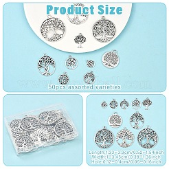 50Pcs 10 Styles Tibetan Style Alloy Pendants&nbsp;FIND-YW0006-93