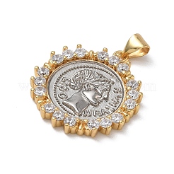 Brass Micro Pave Clear Cubic Zirconia Pendants&nbsp;KK-CBA56EF-17GP