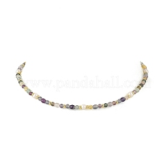 Faceted Natural Fluorite and Pearl Beaded Necklaces&nbsp;NJEW-JN06644