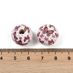 Painted Wood European Beads&nbsp;WOOD-F017-04G