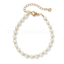 Natural Freshwater Shell & Natural Cultured Freshwater Pearl Rondelle Beaded Bracelets for Women&nbsp;BJEW-JB13281