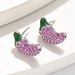 Brass Micro Pave Cubic Zirconia Stud Earrings&nbsp;EJEW-Q015-13P-02
