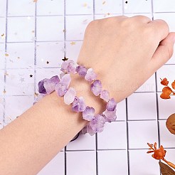 2Pcs 2 Style Synthetic Amethyst Chips Braided Bead Bracelets Set with Irregular Nugget Charm&nbsp;JX166A