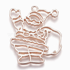 Rack Plating Alloy Open Back Bezel Pendants&nbsp;PALLOY-Q351-24RG-FF