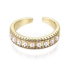 Brass Micro Pave Clear Cubic Zirconia Cuff Rings&nbsp;RJEW-S044-079-NF