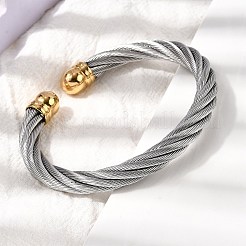 304 Stainless Steel Cuff Bangles&nbsp;BJEW-P310-26B-GP