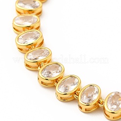 Clear Cubic Zirconia Oval Link Chain Necklace&nbsp;NJEW-E074-02G