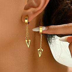 Fashionable Retro Geometric Cone Triangle Tassel 201 Stainless Steel Hoop Earrings&nbsp;JW1667