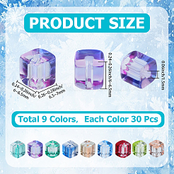270Pcs 9 Colors Baking Paint Transparent Glass Beads&nbsp;DGLA-SC0001-03